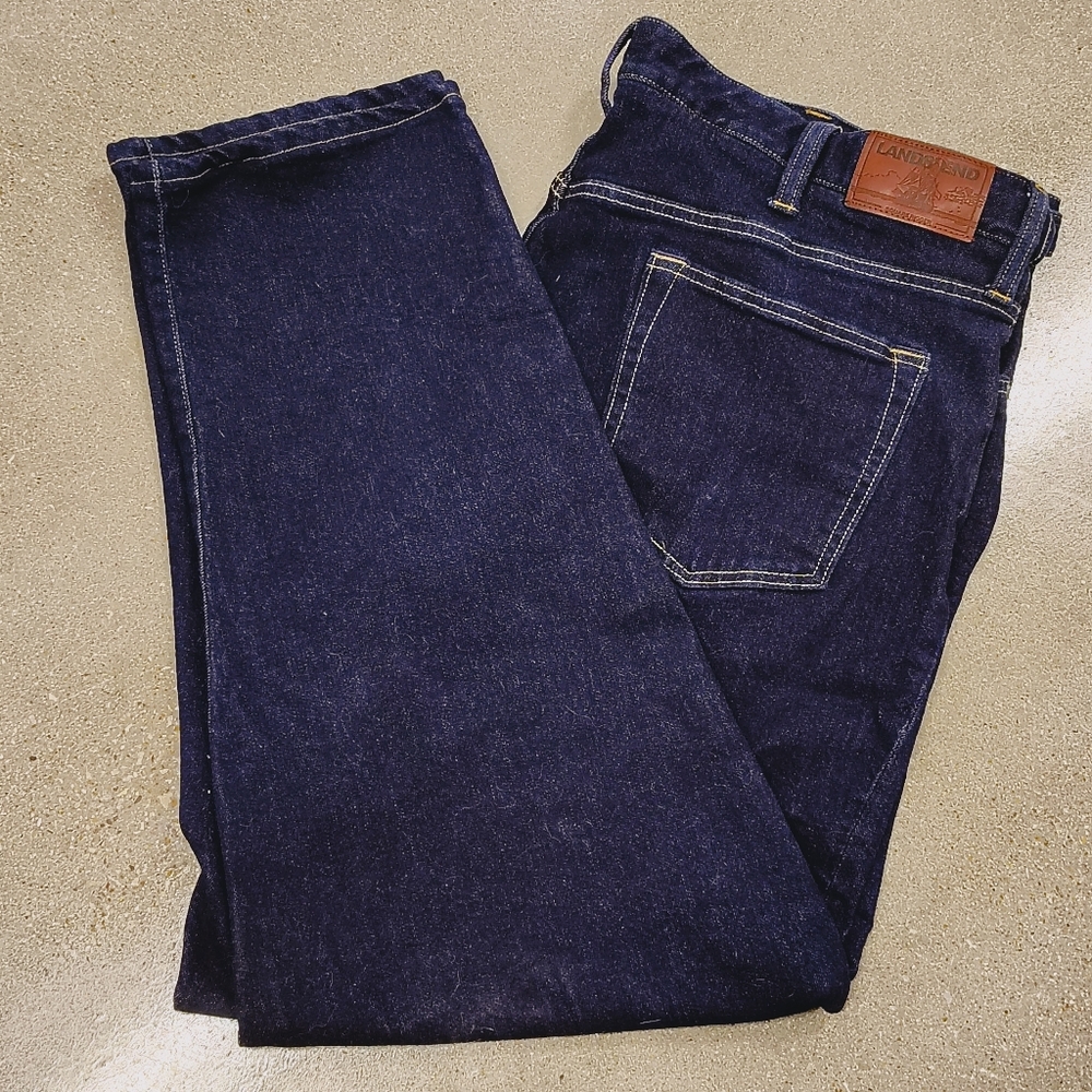 Lands' End Square Rigger 44T Comfort Waist Jeans EUC Dark Blue